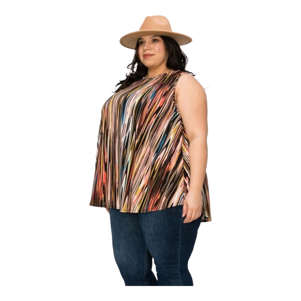 🔥New🔥 Plus Size Sleeveless Tie Dye Print Tunic (1X,2X,3X) - Picture 2 of 4